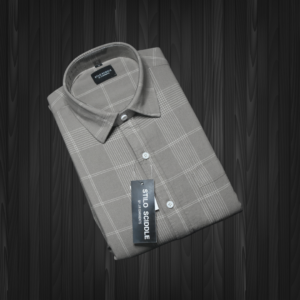 Men’s Beige Checks Cotton Shirt – 100% Pure Cotton, Classic Checkered Design