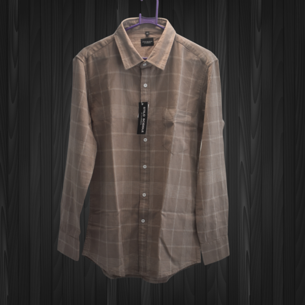 Men’s Beige Checks Cotton Shirt – 100% Pure Cotton, Classic Checkered Design - Image 6