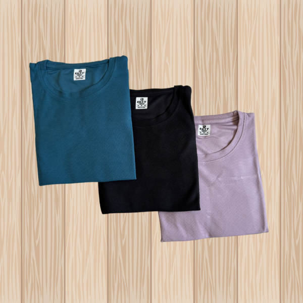 Men’s Solid Dry-Fit Sports T-Shirt (Combo of 3) – Quick-Dry, Breathable, Gym & Workout Tee - Image 2