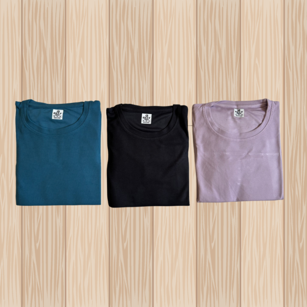 Men’s Solid Dry-Fit Sports T-Shirt (Combo of 3) – Quick-Dry, Breathable, Gym & Workout Tee - Image 3