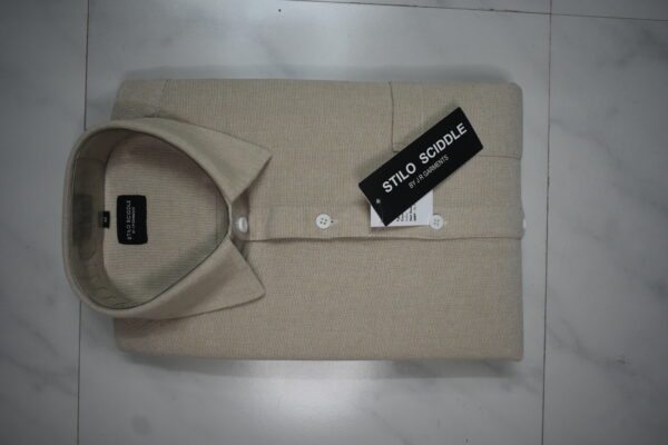 Men’s Solid Beige Cotton Linen Shirt – Premium Comfort, Breathable Fabric, Regular Fit - Image 3
