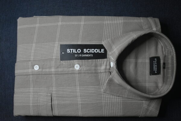 Men’s Beige Checks Cotton Shirt – 100% Pure Cotton, Classic Checkered Design - Image 2