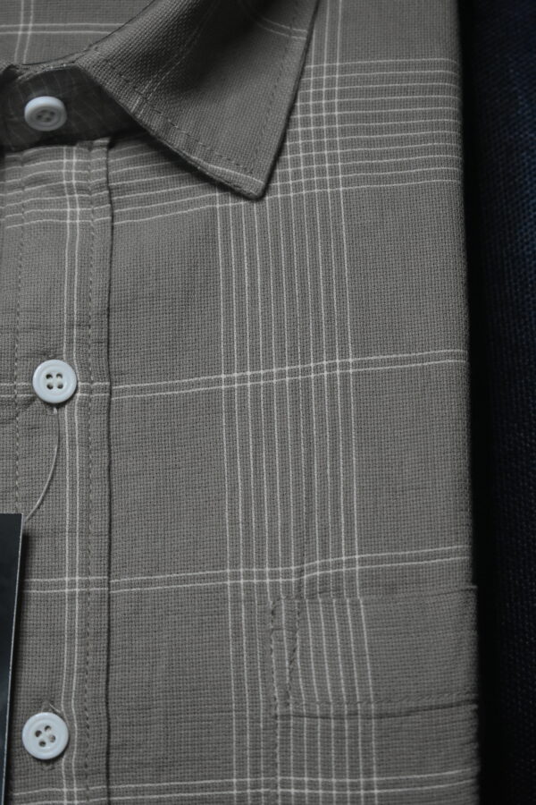 Men’s Beige Checks Cotton Shirt – 100% Pure Cotton, Classic Checkered Design - Image 9
