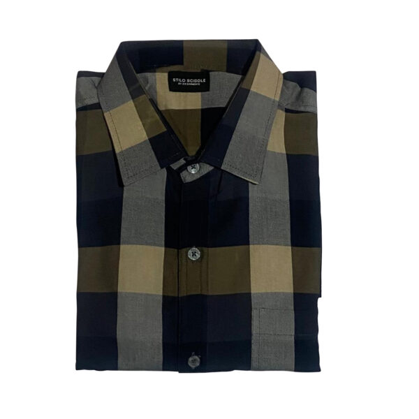 Men’s Navy Blue Cotton Checks Shirt – Pure Cotton, Slim Fit, Casual/Formal Wear